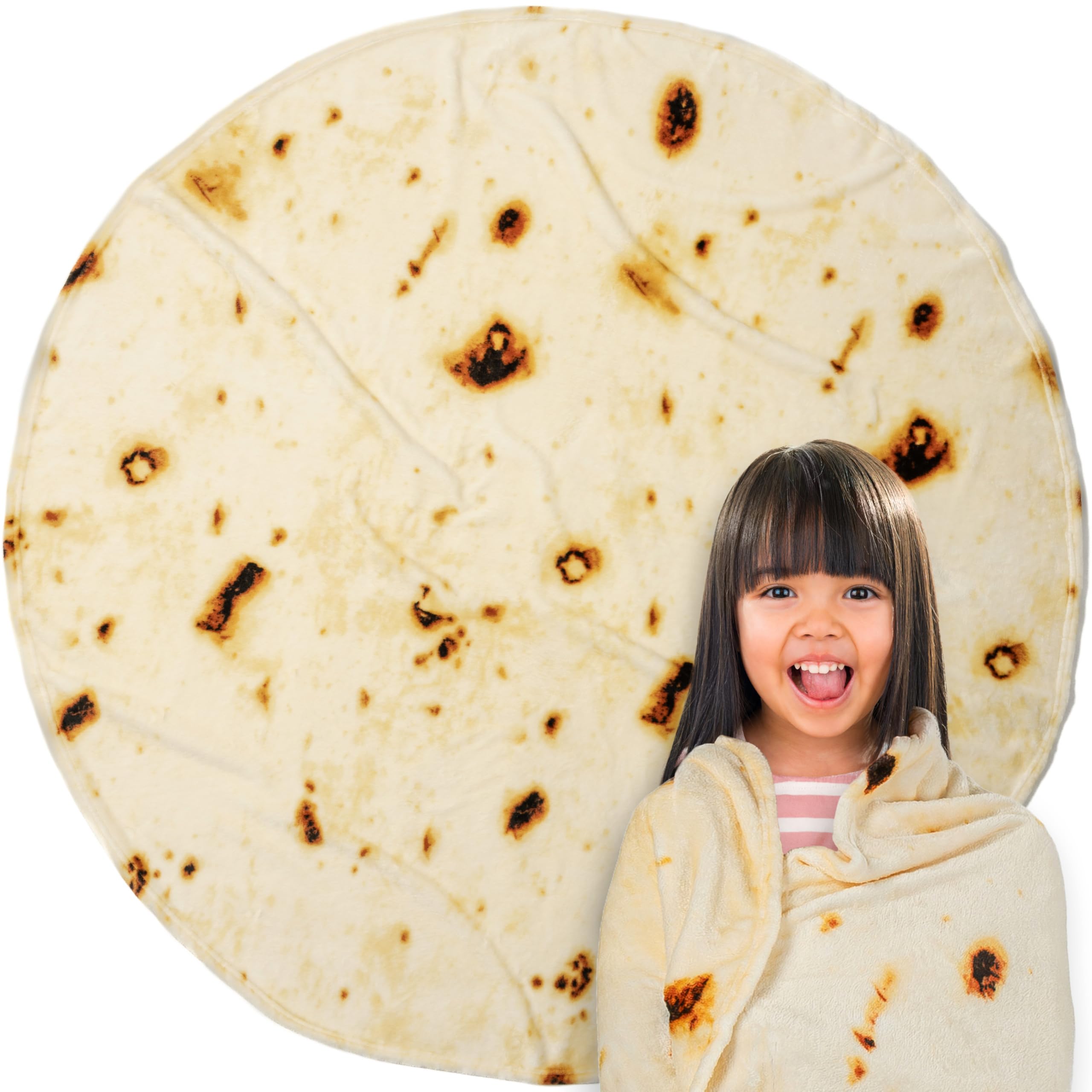Pavilia Burrito Tortilla Blanket, Double Sided Taco Flour Wrap Novelty Throw For Kid Boy Girl Teen, Realistic Food Blanket, Funn